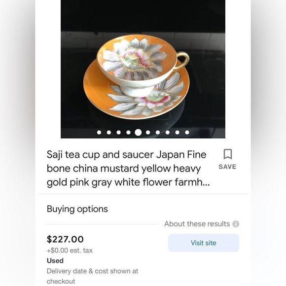 Antique Saji Double reticulated Japanese cup and saucer vivid floral fine China - Picture 8 of 10